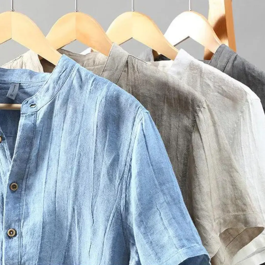 Ocean Blue Pure Linen Button-Down - Shirt CAAYWORLD