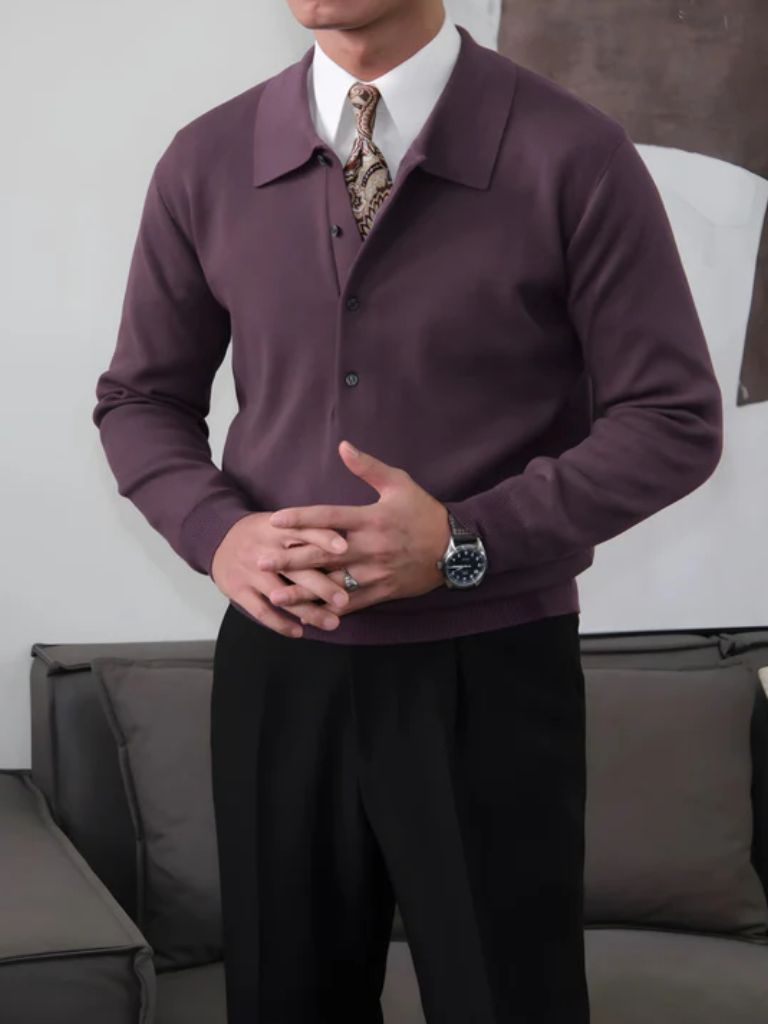 Old Money Knit Polo Pullover - CAAYWORLD CAAYWORLD