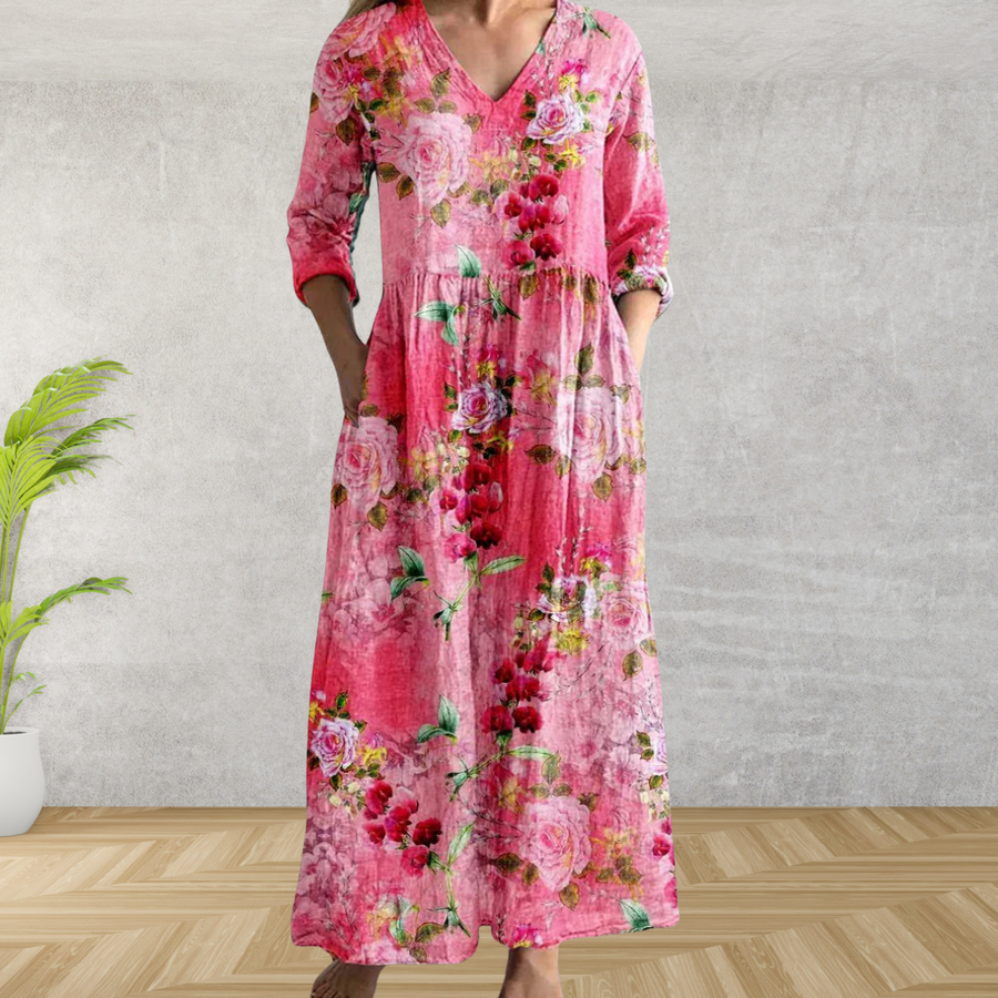 Yulya™ | Elegant Floral Midi Dress