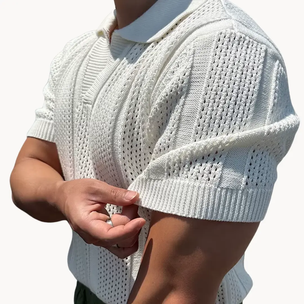 Open Collar Sheer Mesh - T-Shirt CASA LARO