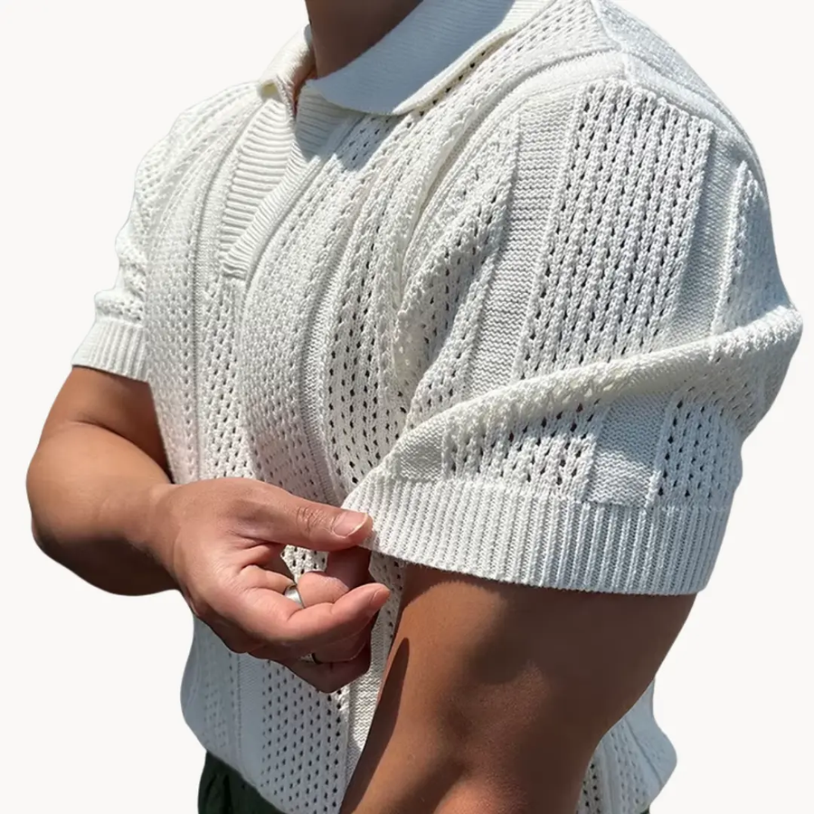 Open Collar Sheer Mesh - T-Shirt CAAYWORLD