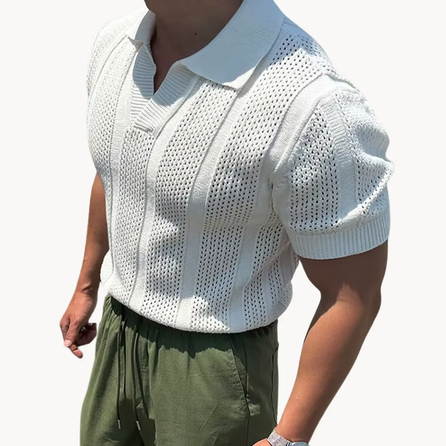 Open Collar Sheer Mesh - T-Shirt CAAYWORLD