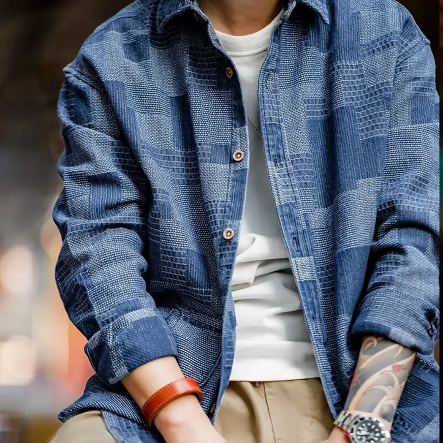 Oversized Patchwork Denim Button-Down - Shirt CAAYWORLD