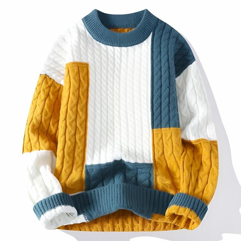 Patchwork Knit Pullover - Sweater CAAYWORLD
