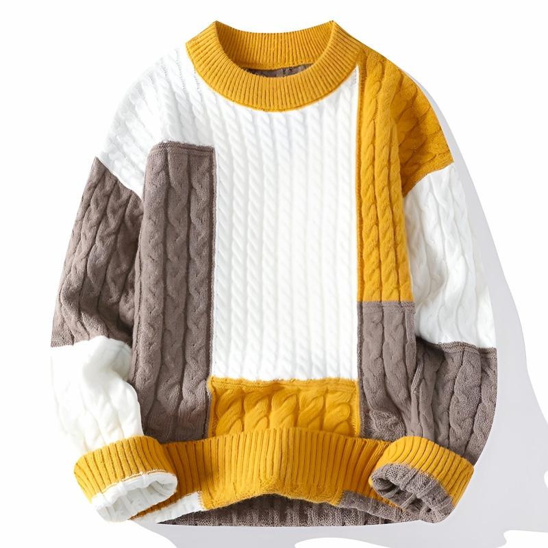 Patchwork Knit Pullover - Sweater CAAYWORLD