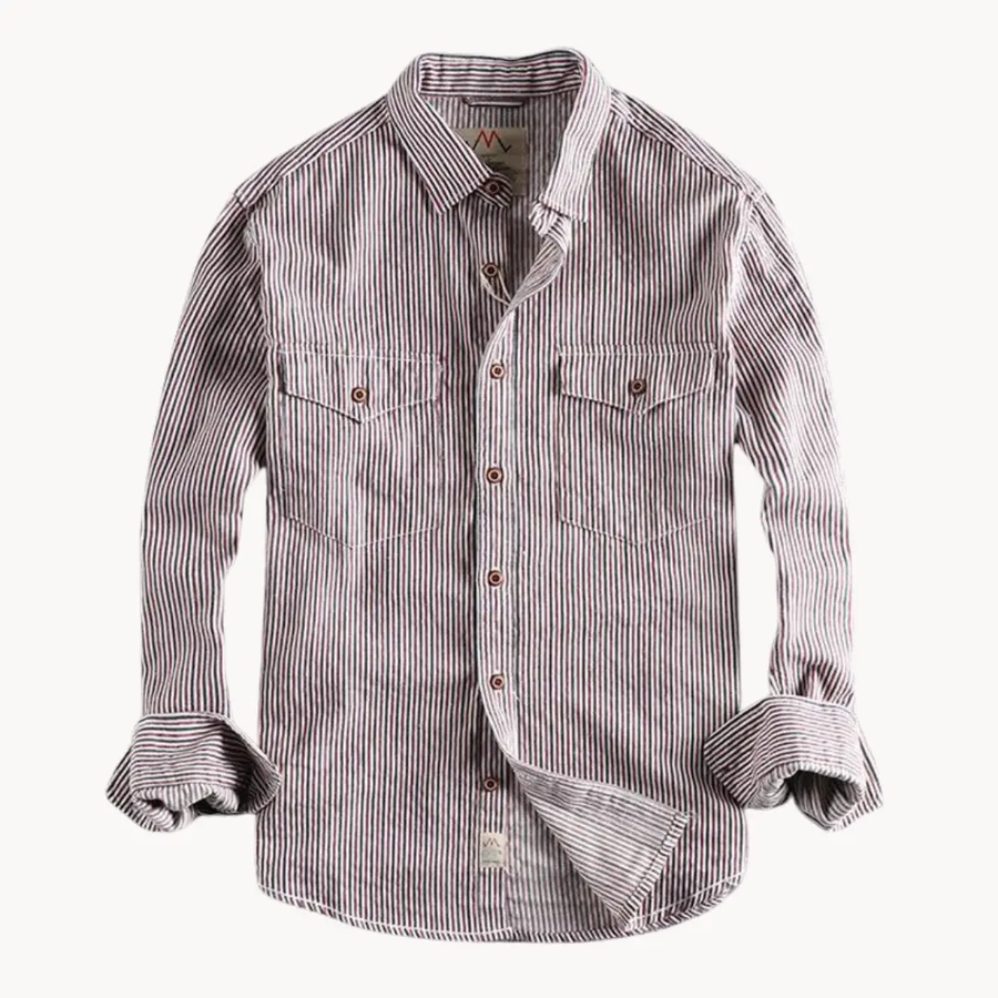 Pencil Stripe Button-Down - Shirt CAAYWORLD