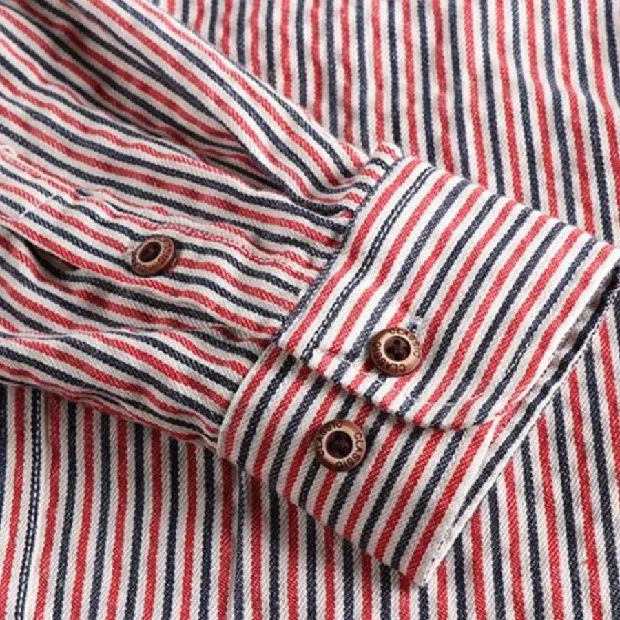 Pencil Stripe Button-Down - Shirt CAAYWORLD