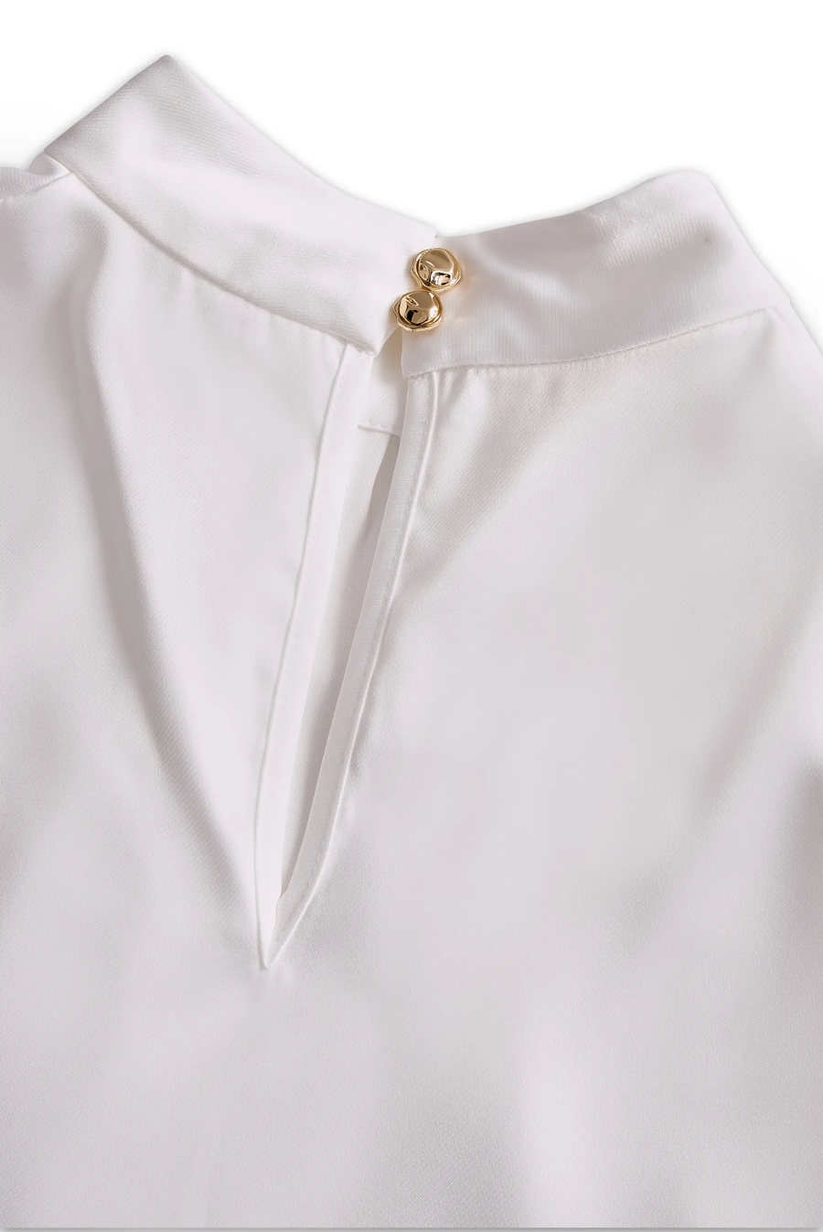 Pleated High-Neck Satin Long-Sleeve Officewear - Blouse CAAYWORLD