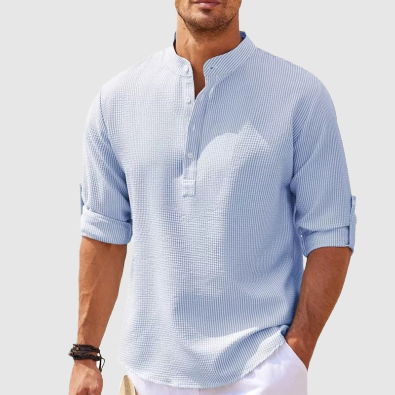 Positano Linen Henley - T-Shirt CAAYWORLD