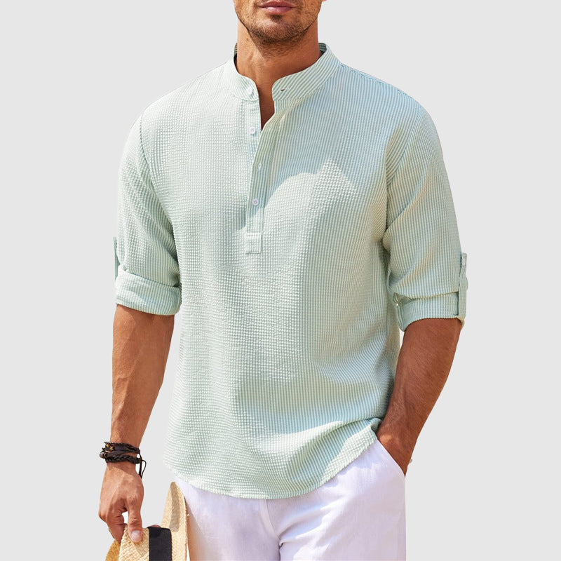 Positano Linen Henley - T-Shirt CAAYWORLD