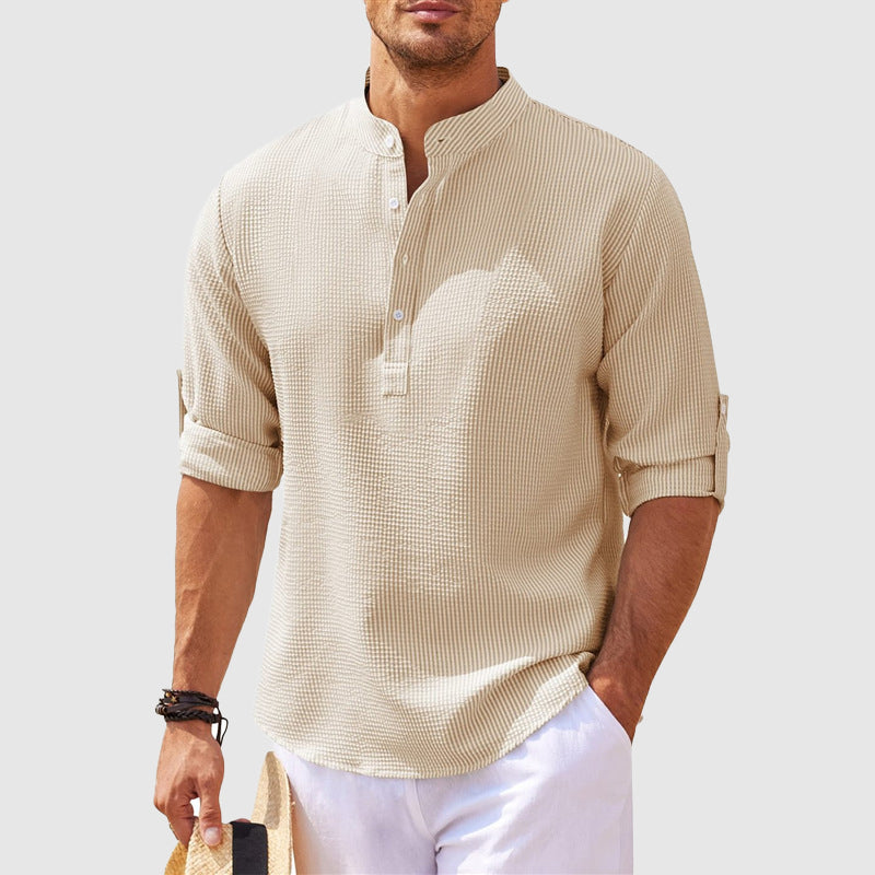 Positano Linen Henley - T-Shirt CAAYWORLD