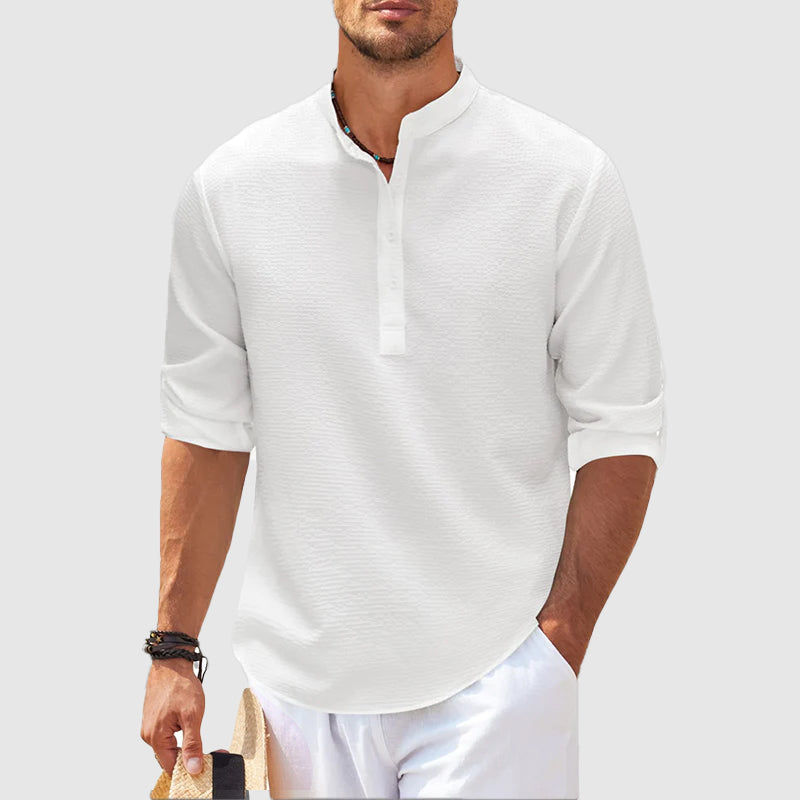 Positano Linen Henley - T-Shirt CAAYWORLD