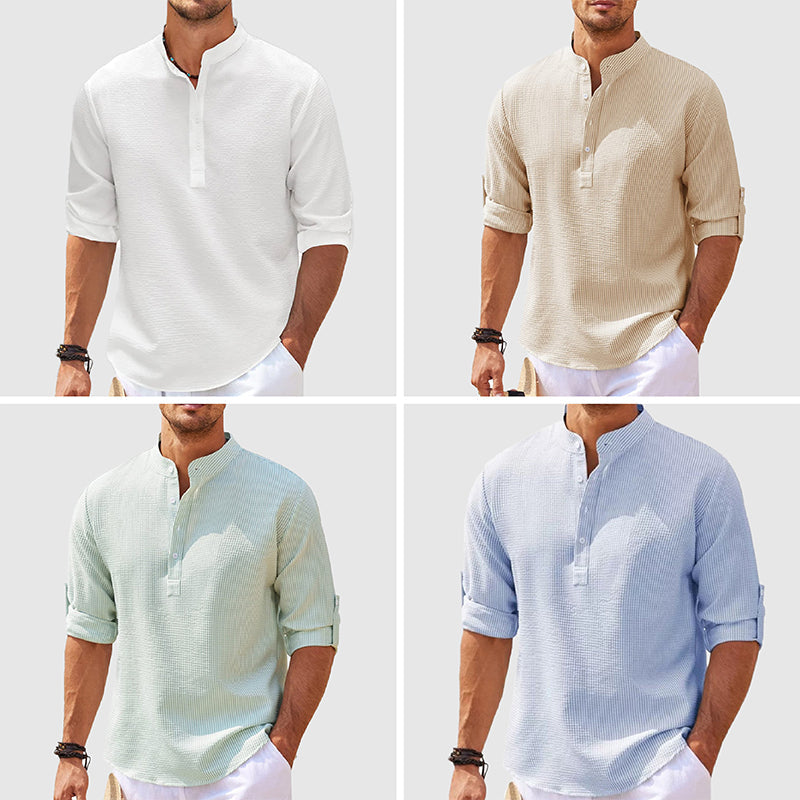 Positano Linen Henley - T-Shirt CAAYWORLD
