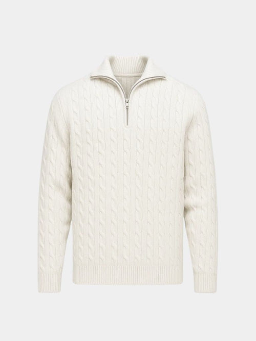 Premium Cable-Knit Zip Neck Sweater - CAAYWORLD CAAYWORLD
