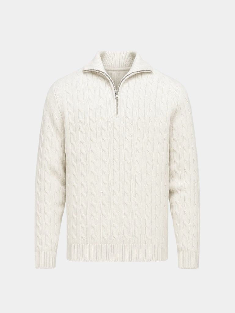 Premium Cable-Knit Zip Neck Sweater - CAAYWORLD CAAYWORLD