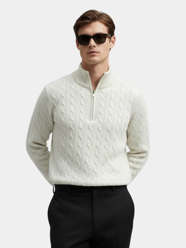 Premium Cable-Knit Zip Neck Sweater - CAAYWORLD CAAYWORLD