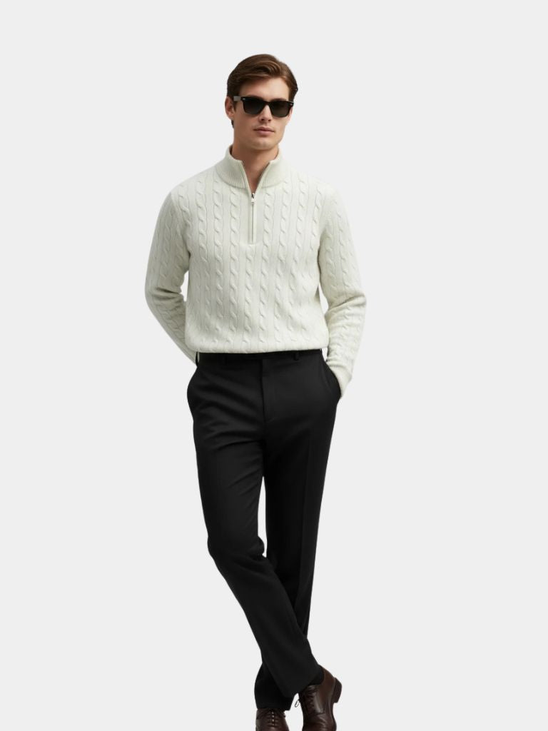 Premium Cable-Knit Zip Neck Sweater - CAAYWORLD CAAYWORLD