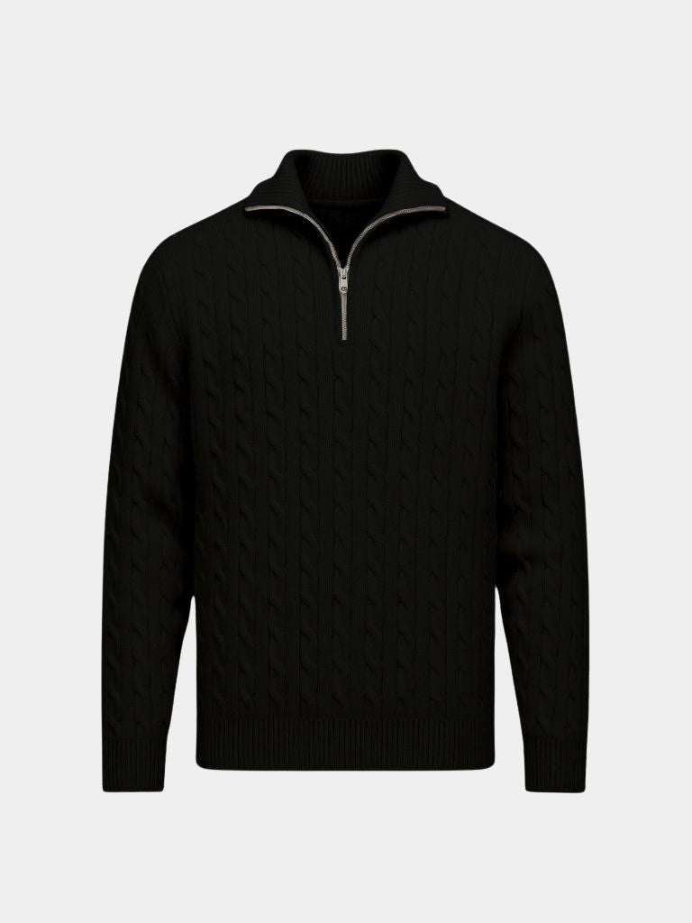 Premium Cable-Knit Zip Neck Sweater - CAAYWORLD CAAYWORLD