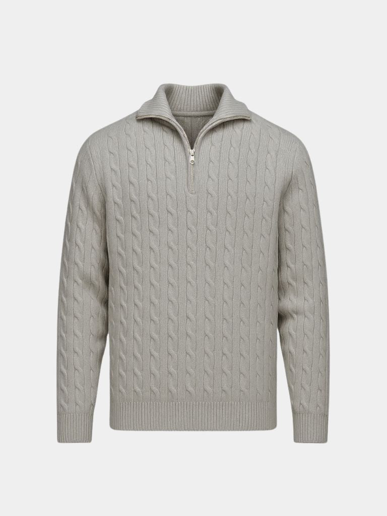 Premium Cable-Knit Zip Neck Sweater - CAAYWORLD CAAYWORLD