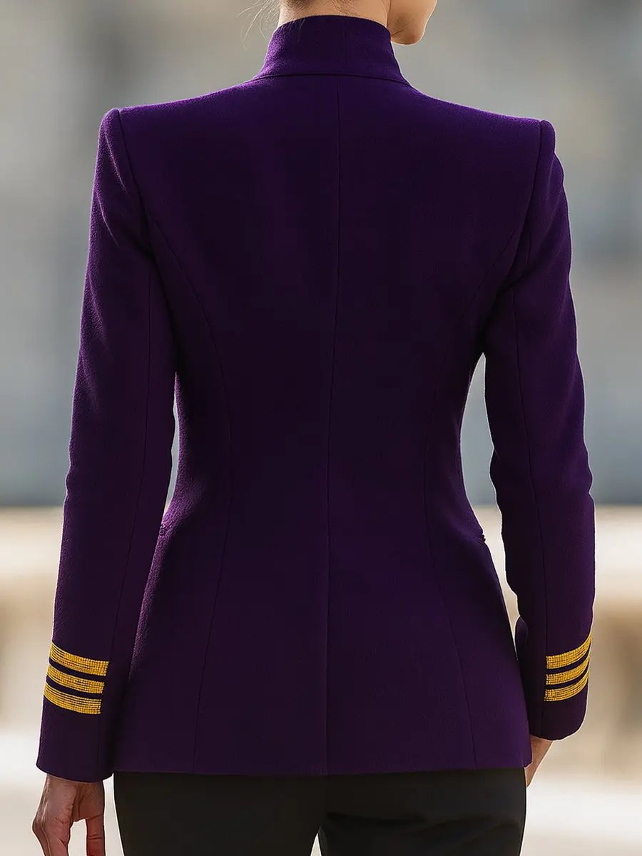 Purple Double-Breasted Military-Inspired Tailored Fit - Blazer CAAYWORLD