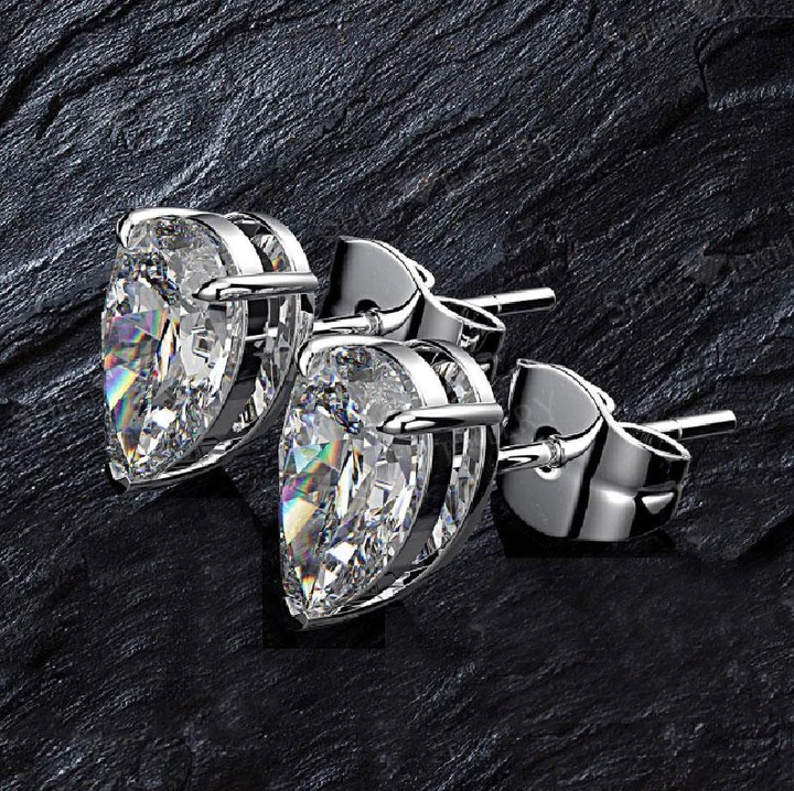 Pear Cut Stud Earrings in Sterling Silver Shineofidamond