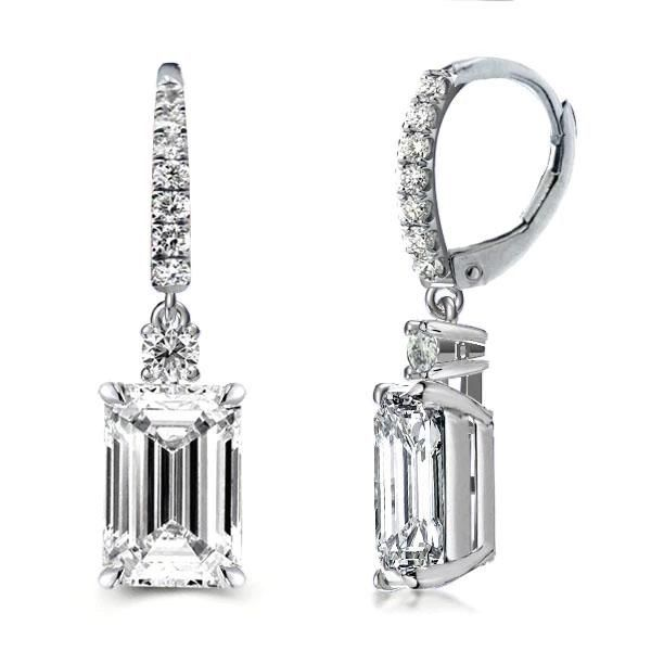 Emerald Cut 925 Sterling Silver Drop Earrings wonderingjewelry