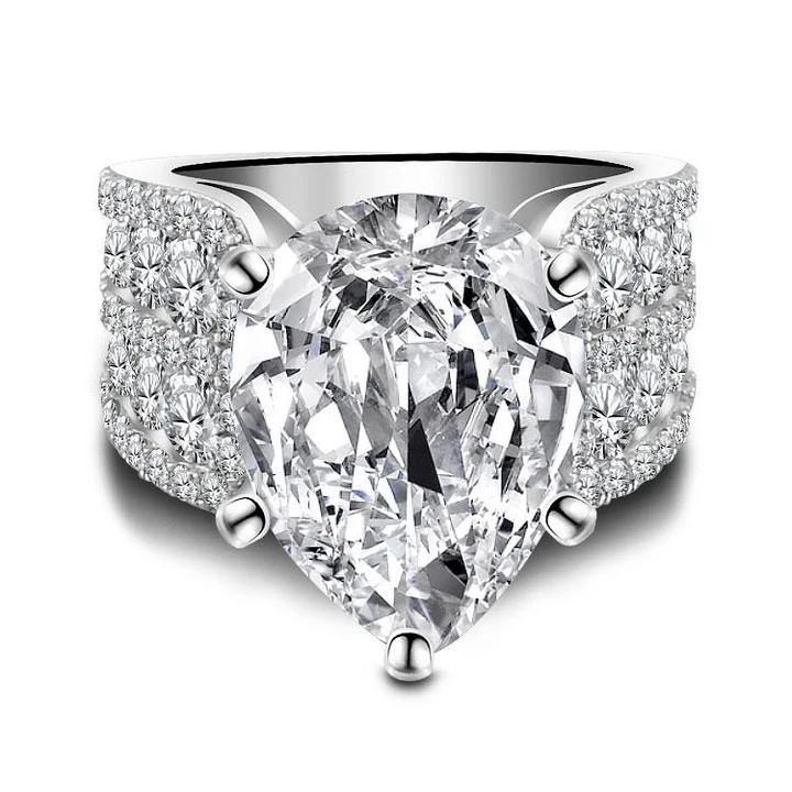 Recommended | Stunning 9.0CT Pear Cut Engagement Ring in Widen Band Shineofdiamond