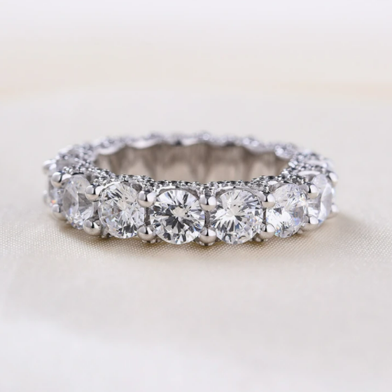 Eternity Round Cut Sterling Silver Wedding Band Shineofdiamond