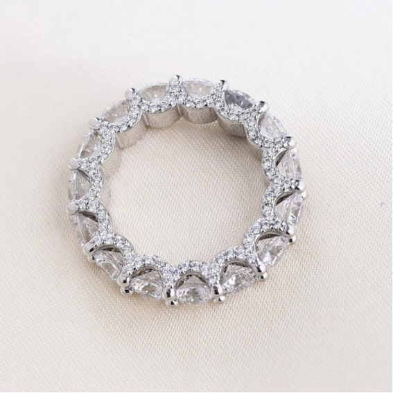 Eternity Round Cut Sterling Silver Wedding Band Shineofdiamond