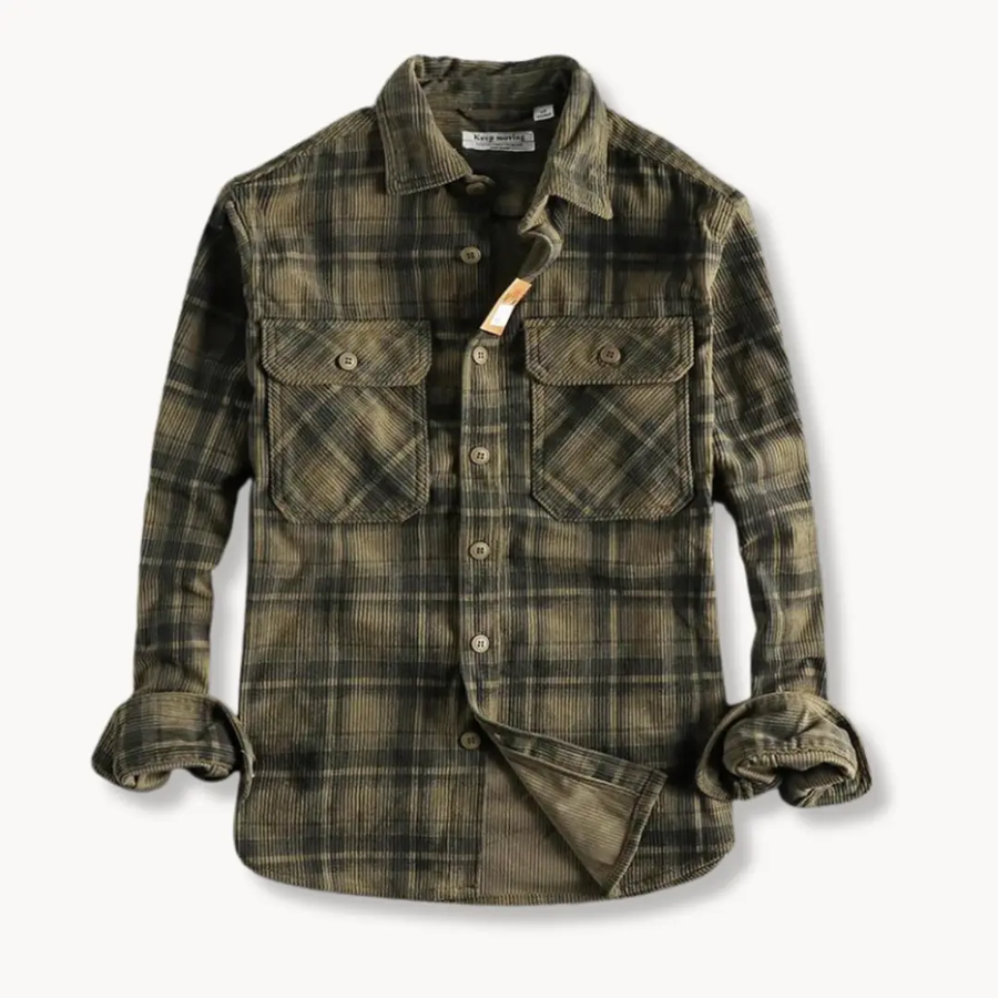Retro Plaid Corduroy - Flannel Shirt CAAYWORLD