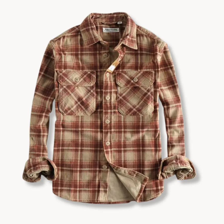 Retro Plaid Corduroy - Flannel Shirt CAAYWORLD
