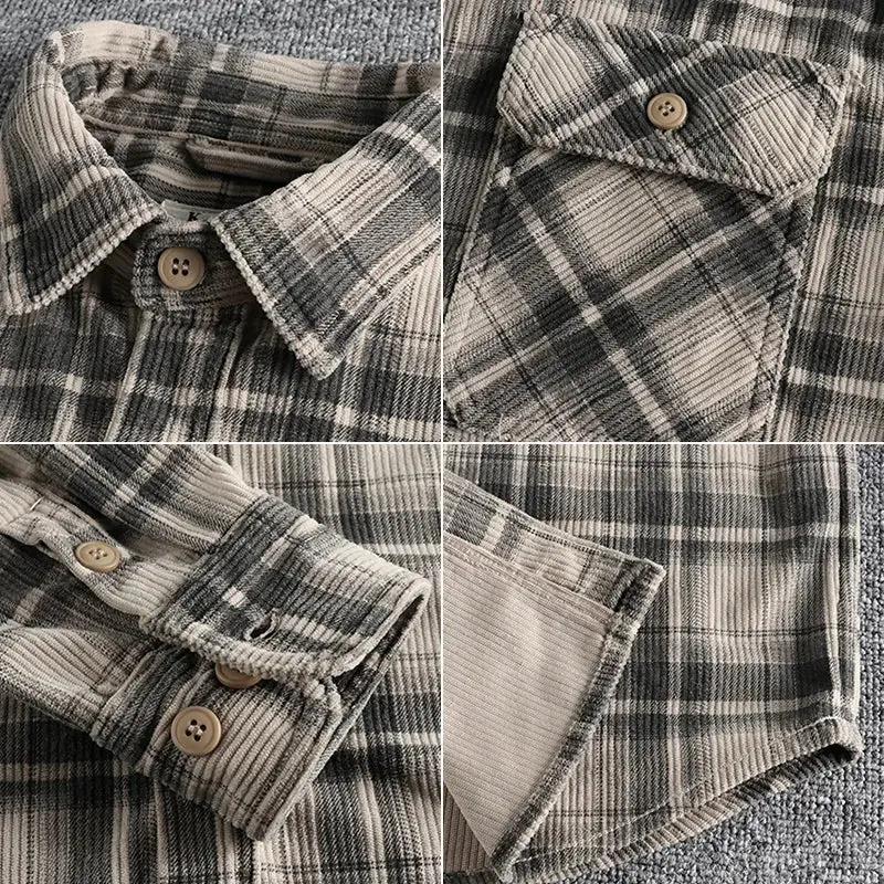 Retro Plaid Corduroy - Flannel Shirt CAAYWORLD