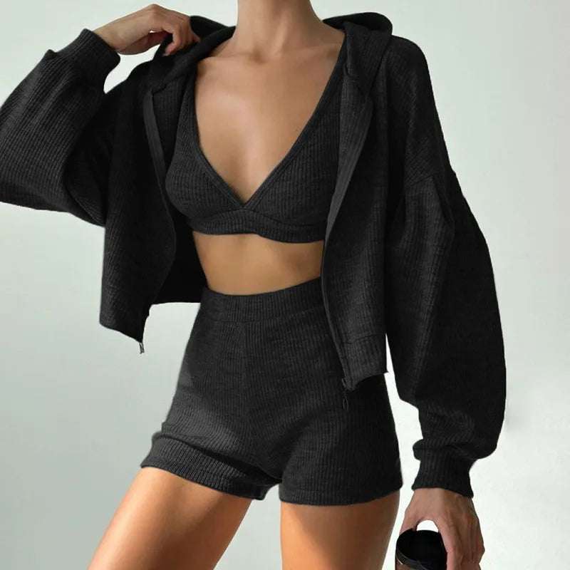 Ribbed Knit Loungewear - Two-Piece Set CAAYWORLD