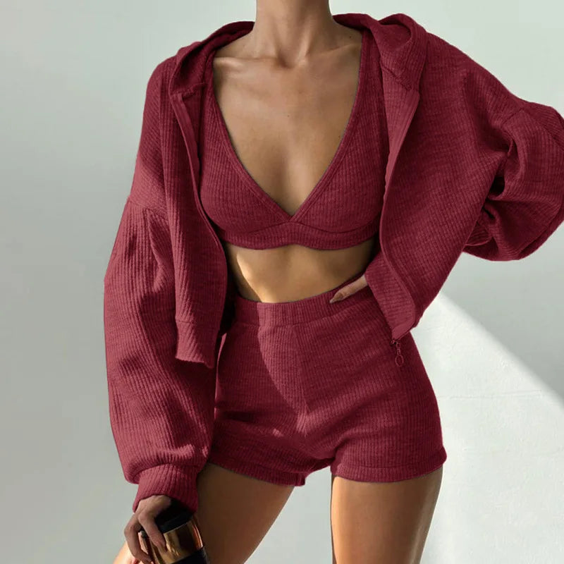 Ribbed Knit Loungewear - Two-Piece Set CAAYWORLD