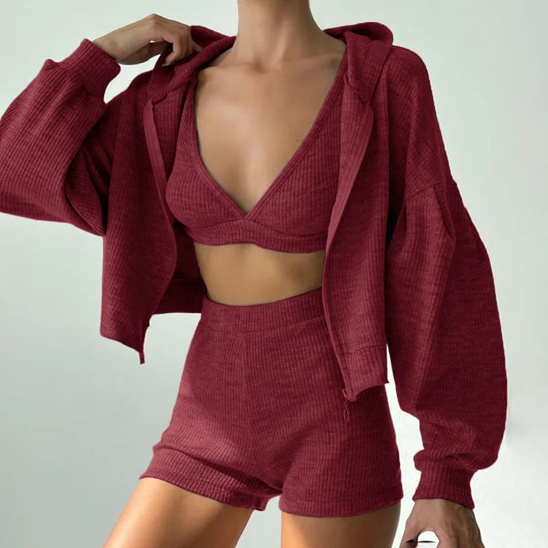 Ribbed Knit Loungewear - Two-Piece Set CAAYWORLD