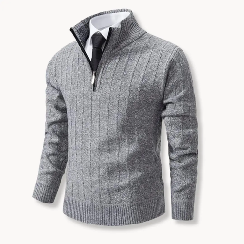 Ribbed Knit Quarter-Zip - Sweater CAAYWORLD
