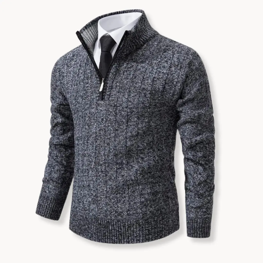 Ribbed Knit Quarter-Zip - Sweater CAAYWORLD