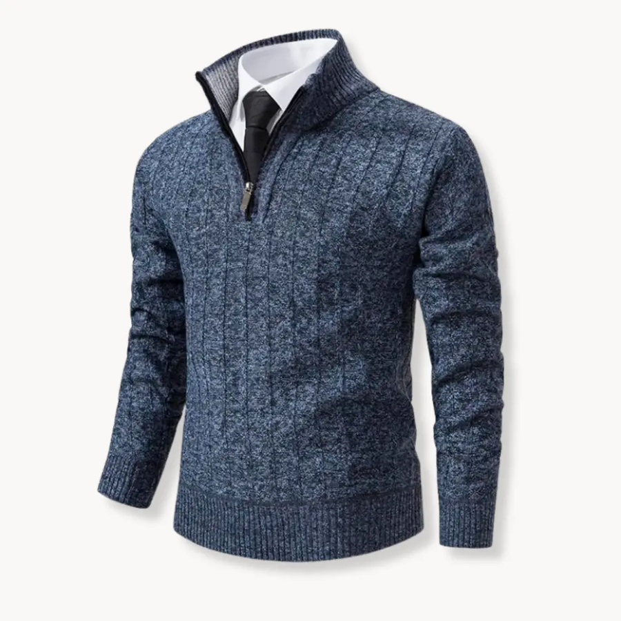 Ribbed Knit Quarter-Zip - Sweater CAAYWORLD