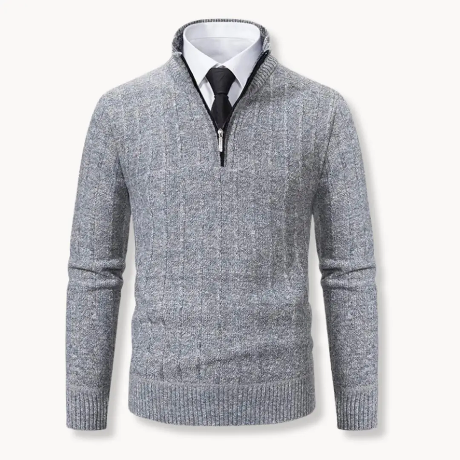 Ribbed Knit Quarter-Zip - Sweater CAAYWORLD