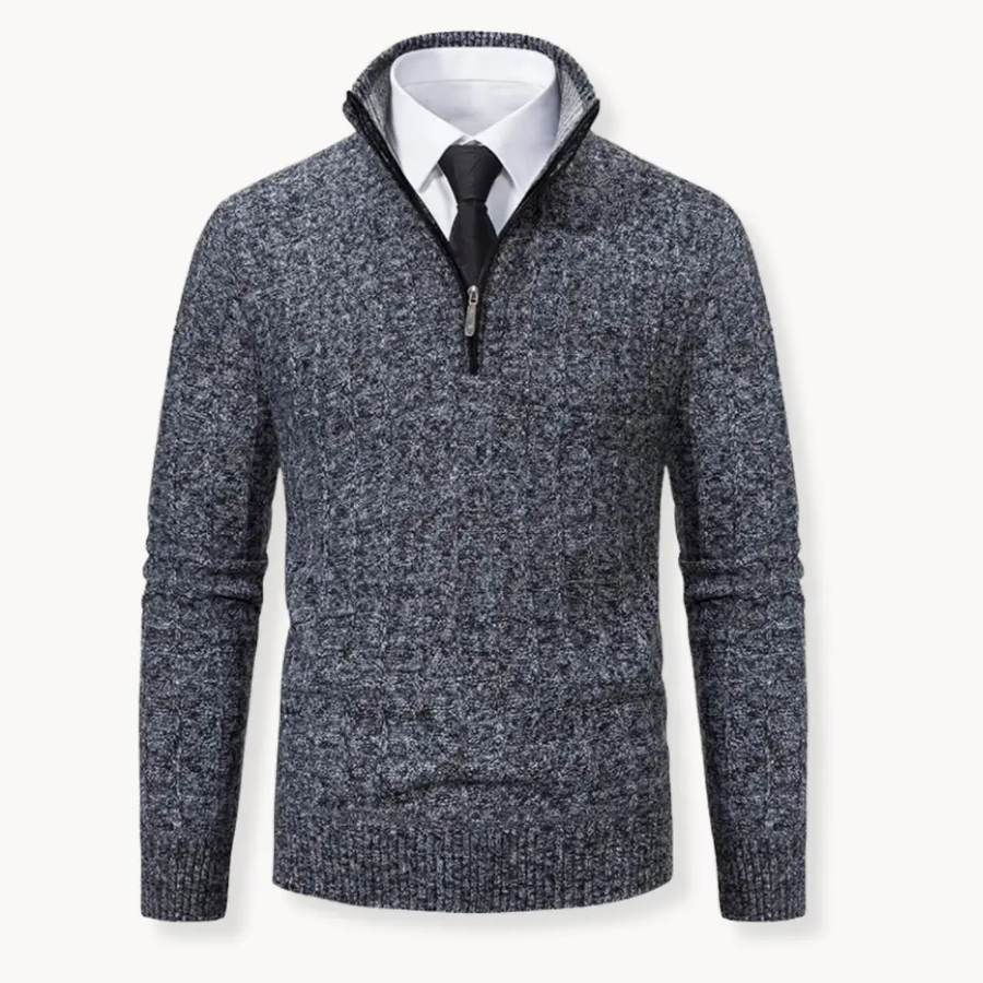 Ribbed Knit Quarter-Zip - Sweater CAAYWORLD