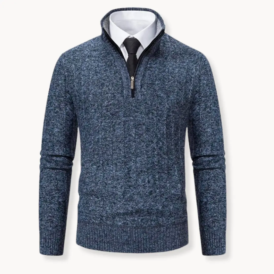 Ribbed Knit Quarter-Zip - Sweater CAAYWORLD
