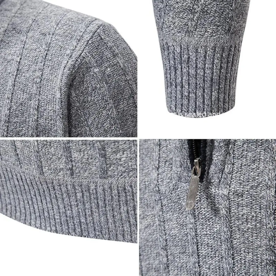 Ribbed Knit Quarter-Zip - Sweater CAAYWORLD