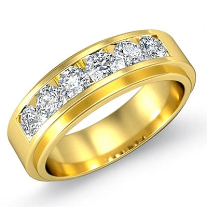 Round Cut Half Stone Wedding Band for Men Shineofidamond