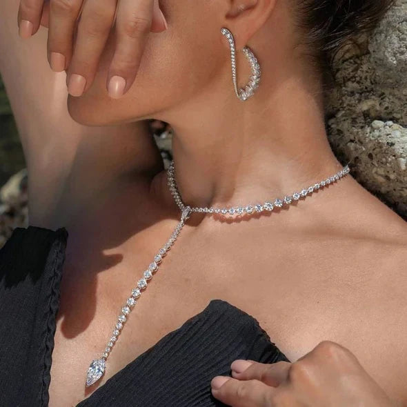 Round Cut White Sapphire Necklace & Earrings Set shineofdiamond