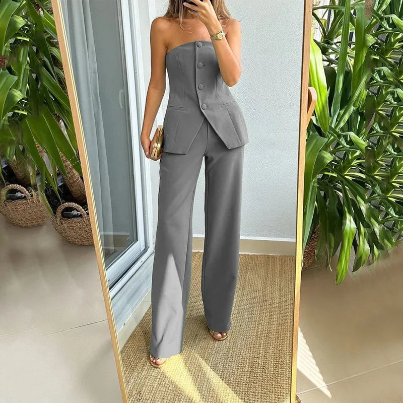 Aria™ | Strapless Buttoned Two-Piece Set