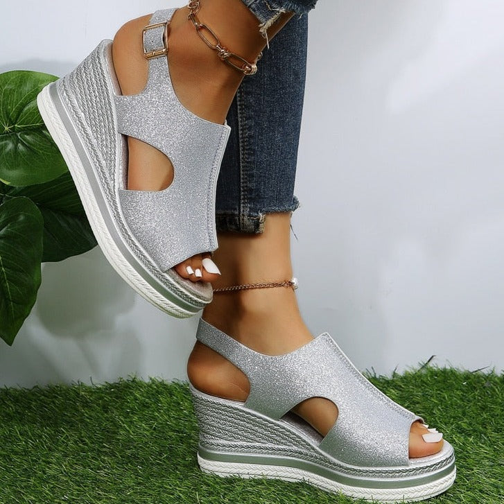 Adalynn™ | Metallic Wedge Sandals