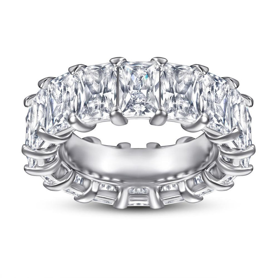 Radiant Cut Eternity Sterling Silver Wedding Band shineofdiamond