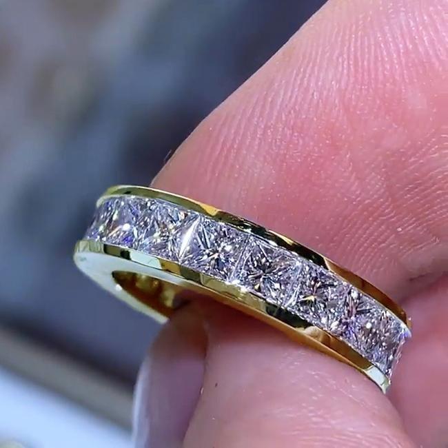Classic Princess Cut Sterling Silver Wedding Band shineofdiamond