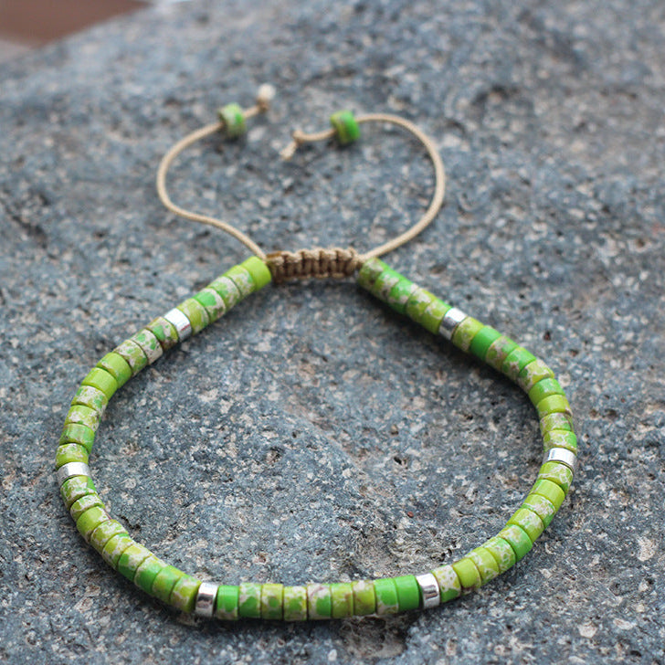 Adjustable Natural Stone Beaded Dainty Bracelet Shine of Diamond