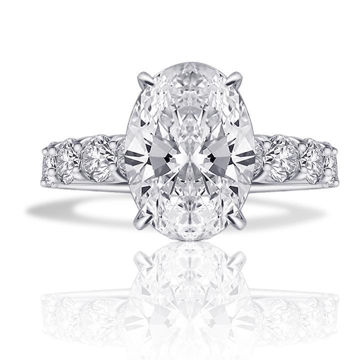 Oval Cut Bridal Set with Half-Eternity Band Shineofdiamond